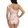 thumbnail image 6 of Yiaed Easter Rabbit Print Women One Piece Swimsuits Tummy Control One Shoulder Bathing Suits Pattern Ruffle Swimwear-Large, 6 of 8