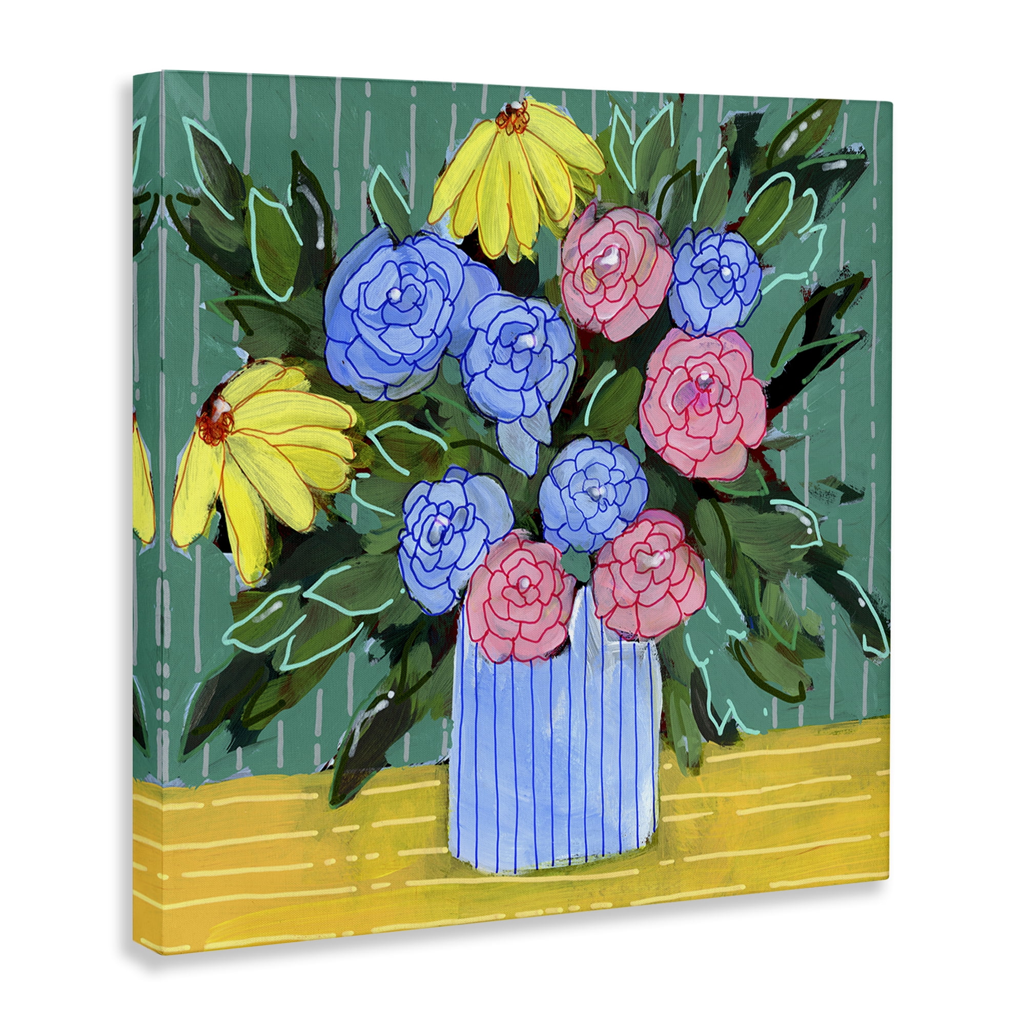 Stupell Industries Modern Style Blooms Plants & Flowers Painting Wrapped Canvas Art Print Wall Art, 17 x 17