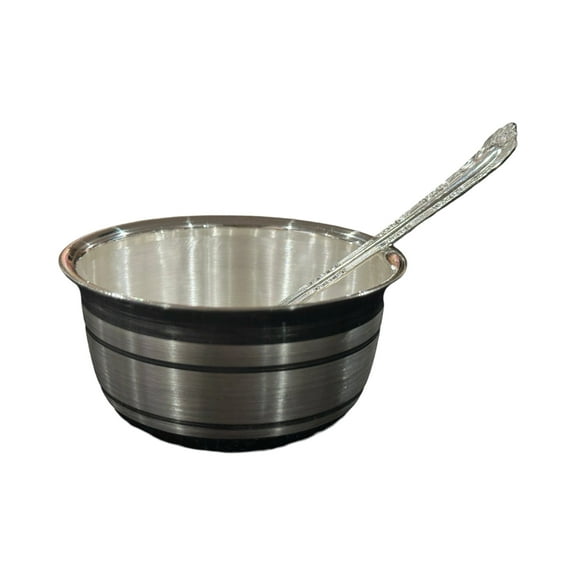 999 Pure Silver Hallmarked 3.7 inch Bowl & Spoon for kids / youth - 3.7-inch Set#01