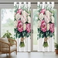 thumbnail image 6 of Spring Flower Outdoor Curtains for Patio Waterproof, Watercolor Retro White Pink Floral Green Leaf Plant Grommet Curtains for Porch Outside Privacy Drape for Gazebo Garden Pergola, 2 Panels, 54x95in, 6 of 9