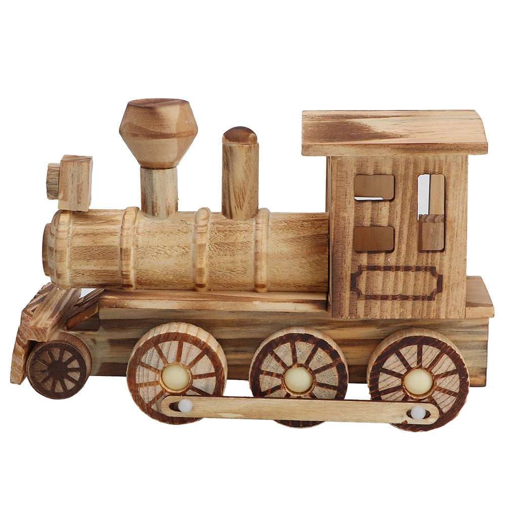 FAGINEY Kid Toy Train, Wooden Train,Wooden Locomotive Model Simulated Steam Train Home Decor Kid