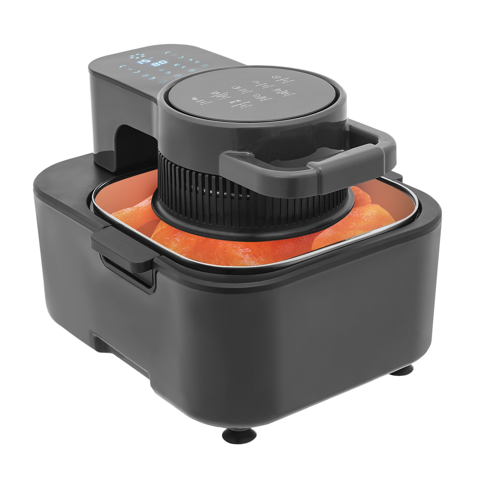 9.51QT Large Air Fryer, 8 Presets Digital Display Compact Airfryer Cooker, 1350W 194℉-392℉ XL Air Fryer Basket, Touch Controls, Quick Meals, Dishwasher Safe Basket and Nonstick