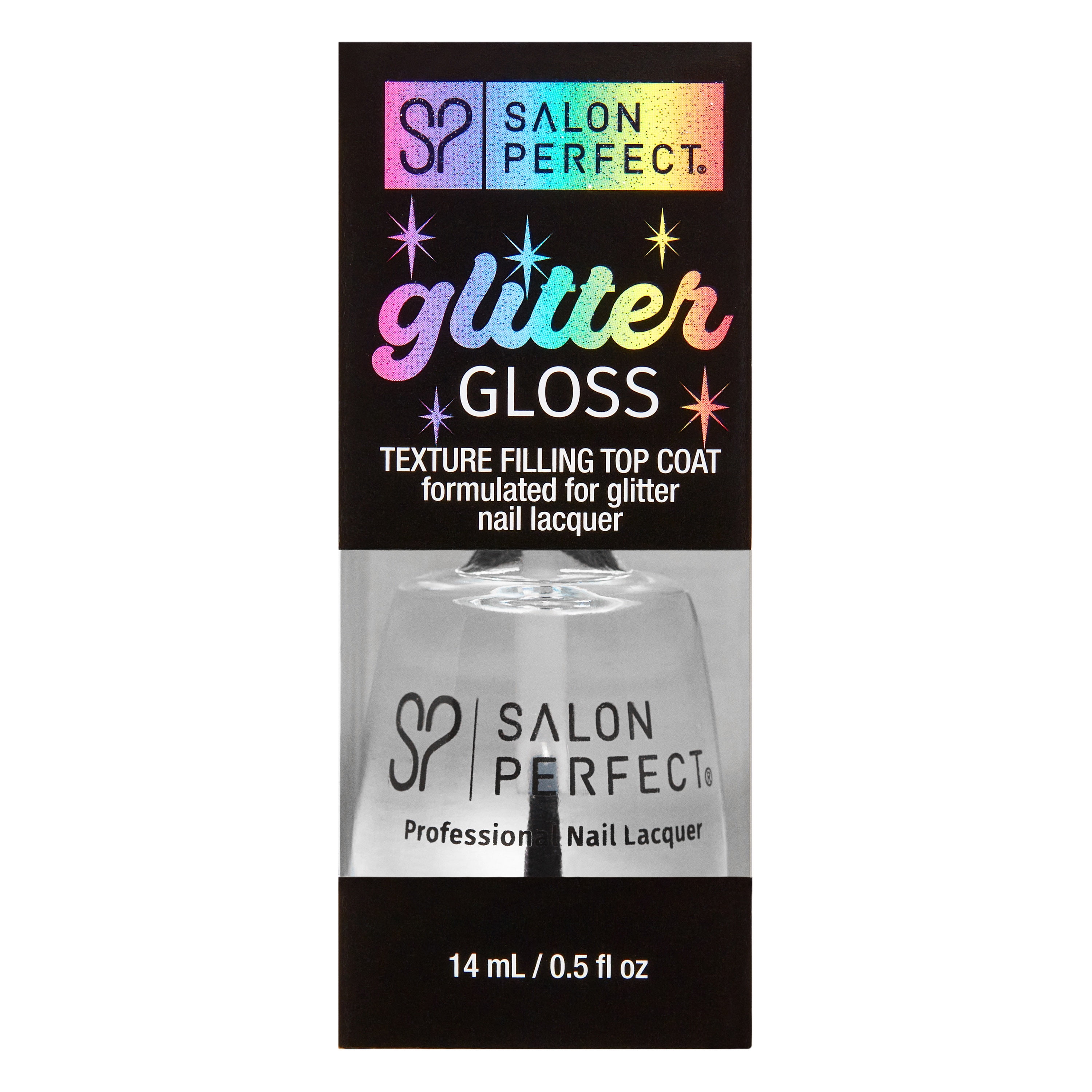 Salon Perfect Glitter Gloss, 626 Clear Top Coat for Glitter Nail Polish, 0.5 fl oz