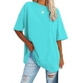thumbnail image 2 of Womens Plus Size Tops Elbow-Length Dressy Blouses Crew Neck Casual Loose Tunic Tops Summer Shirts S-2XL, 2 of 7