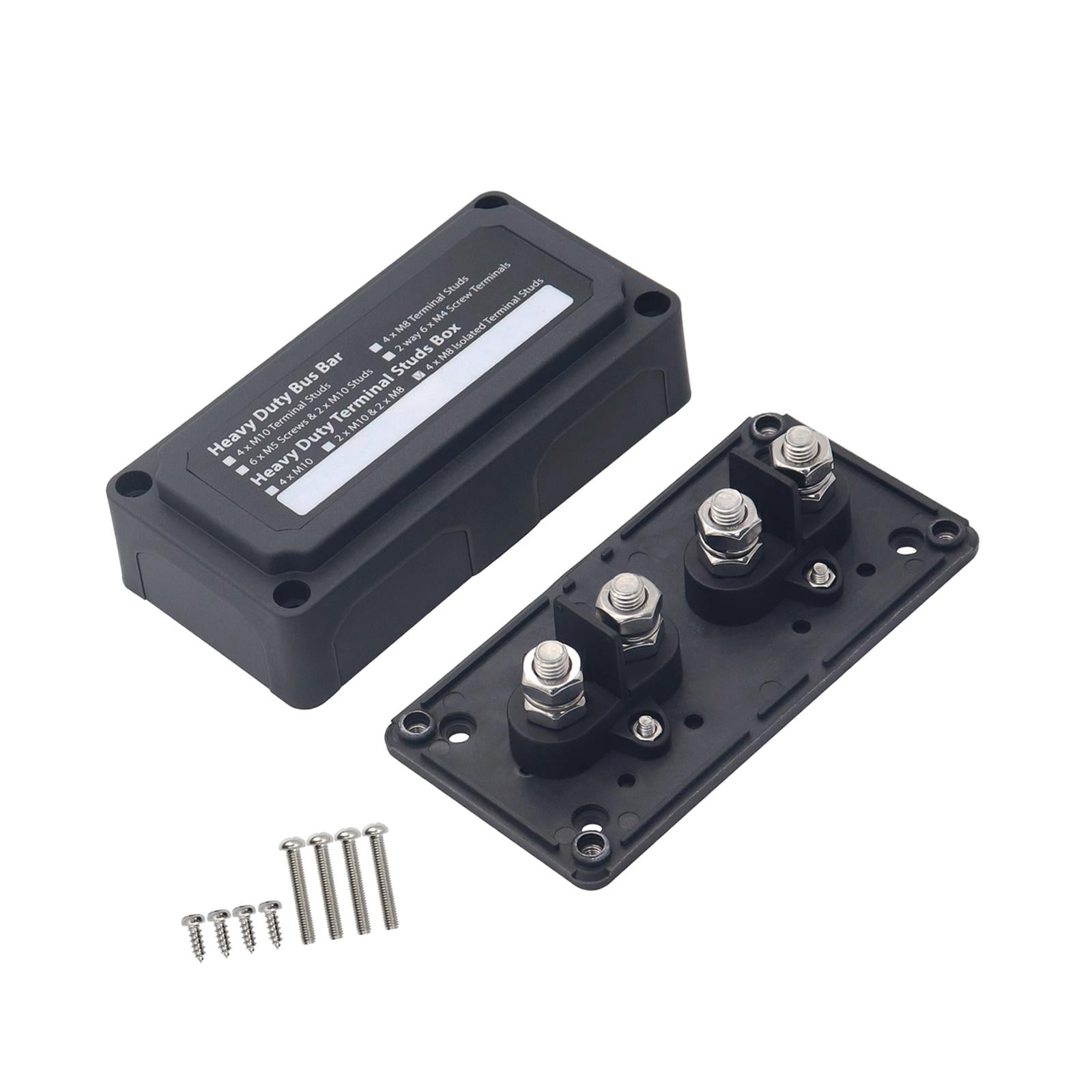 Power Distribution Terminal Block Busbar Box Bus Bar for Yacht RV Boats Black 4 x M8