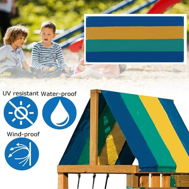 Waterproof Tent Roof Cover Printed Strips Playground Swing Set Replacement Tarp