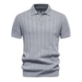 thumbnail image 5 of JTieacloth Mens Collar Shirt Mens Summer Lapel Casual Knit Shirt Fashion Solid Color Cotton Short Sleeve Size Top Gray L, 5 of 5
