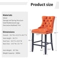 thumbnail image 2 of Widened Counter Height Bar Stools Set of 4, Orange Wood Bar Stools for Kitchen Island, Modern Barstools with Backs, Sillas para Barra de Cocina, Velvet Counter Height Chairs (Orange, 4Pcs), 2 of 5