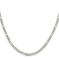 thumbnail image 2 of 925 Sterling Silver Rhodium Plated 4mm Pave Flat Figaro Chain Necklace 22 Inch Chain Necklace for Women and Men, 2 of 2