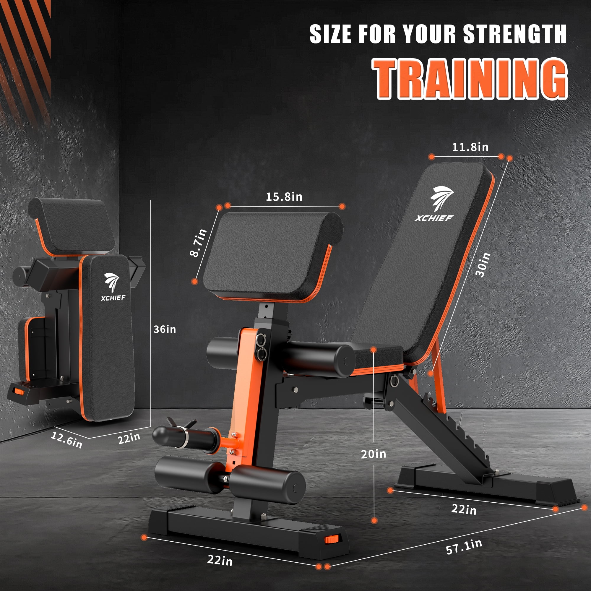 XCHIEF Adjustable Weight Bench - 1000 lbs Heavy Duty Foldable