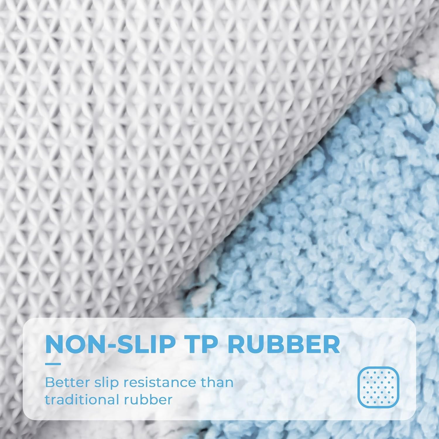 GRANNY SAYS Bathroom Rug, Checkered Bath Mat, Microfiber Non Slip Washable, 24" x 16", Shaggy Shower Mat, Blue