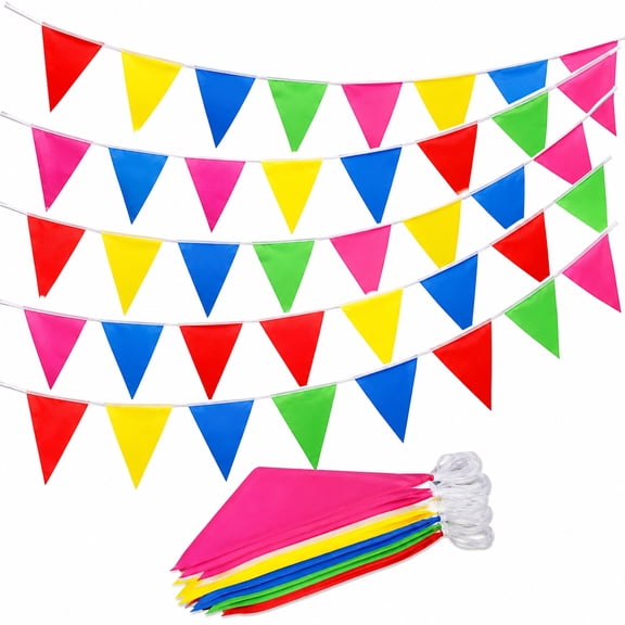 300pcs Carnival Decorations: Colorful Pennant Banner Flags in Multicolor, Plastic, for Party Birthday and Shop Decorations
