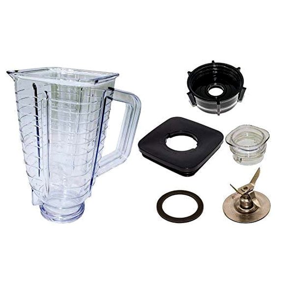 Blendin 5 Cup, Square Top Plastic Blender Jar, Complete, Compatible with Oster and Osterizer Blenders