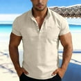 thumbnail image 5 of QNANSPI Mens Casual Shirts, Cool Clothes for Men, Mens Solid Color Short Sleeve Stand Collar Half Button Placket Pocket Casual Daily Wear Outdoor Breathable Soft Shirts, 5 of 6