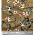 thumbnail image 1 of Soimoi Rayon Crepe Fabric Robin,Leaves & Wildflower Floral Print Fabric by the Yard 46 Inch Wide, 1 of 1