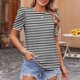 thumbnail image 2 of Tops de Manga Corta para las Mujeres Suelto Ajuste Impreso Cuello Redondo Camiseta Suelta Superior, Poliéster Verano Primavera, 2 of 5