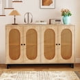 thumbnail image 5 of Costway 50" Buffet Cabinet with 4 Rattan Doors Adjustable Shelves Metal Legs Dining Room, 5 of 10