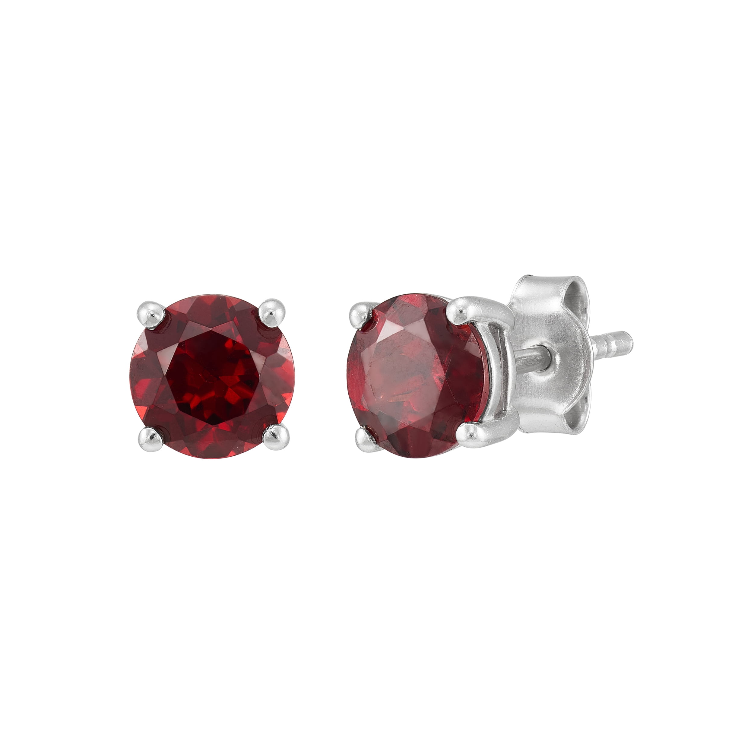 Brilliance Fine Jewelry Garnet and White Cubic Zircoina Pendant Necklace and Studs Set in Sterling Silver