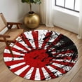 thumbnail image 3 of Japanese Chariot Flag Round Rug 5ft Washable Circle Kitchen Rugs Non Slip Red Black Flag Abstract Large Area Rug Indoor Floor Carpet for Bedroom Living Room Home Office Dining Room Nursery, 3 of 8