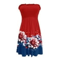 thumbnail image 5 of 4th of July Womens Spring Dresses Beach Vacation Adjustable Sun Dress Spaghetti Strap Sleeveless Square Neck Short Dress Wine XL, 5 of 6