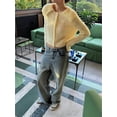 thumbnail image 6 of Womens Y2k Peplum Cardigan Sweater Long Sleeve Button Up Crochet Cardigan Ruffle Fall Fashion Sweater Light Yellow L, 6 of 8