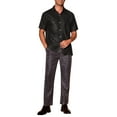 thumbnail image 2 of INSPIRE CHIC Sequins Shirts for Men's Retro Button Down Short Sleeve Party Glitter Shirt L Black, 2 of 6
