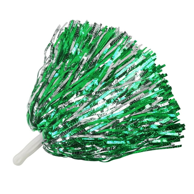 Pompones Lovecheer con forma de porrista, color verde metalizado y plateado, 24 unidades