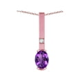 thumbnail image 3 of Star K � Oval 8x6mm Genuine Amethyst Bar Pendant Necklace, 3 of 9