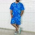 thumbnail image 2 of TAIAOJING Men's Fashion Short Sets Outfits 2 Piece Hipster Printed Patchwork Tee Shirt And Shorts Set Sports Tracksuit, 2 of 8