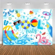 Pool Party Backdrop Summer Pool Party Decorations for Kids Swimming Beach Ball Flamingo Lifebuoy Pool Party Background Banner Photo Booth Props