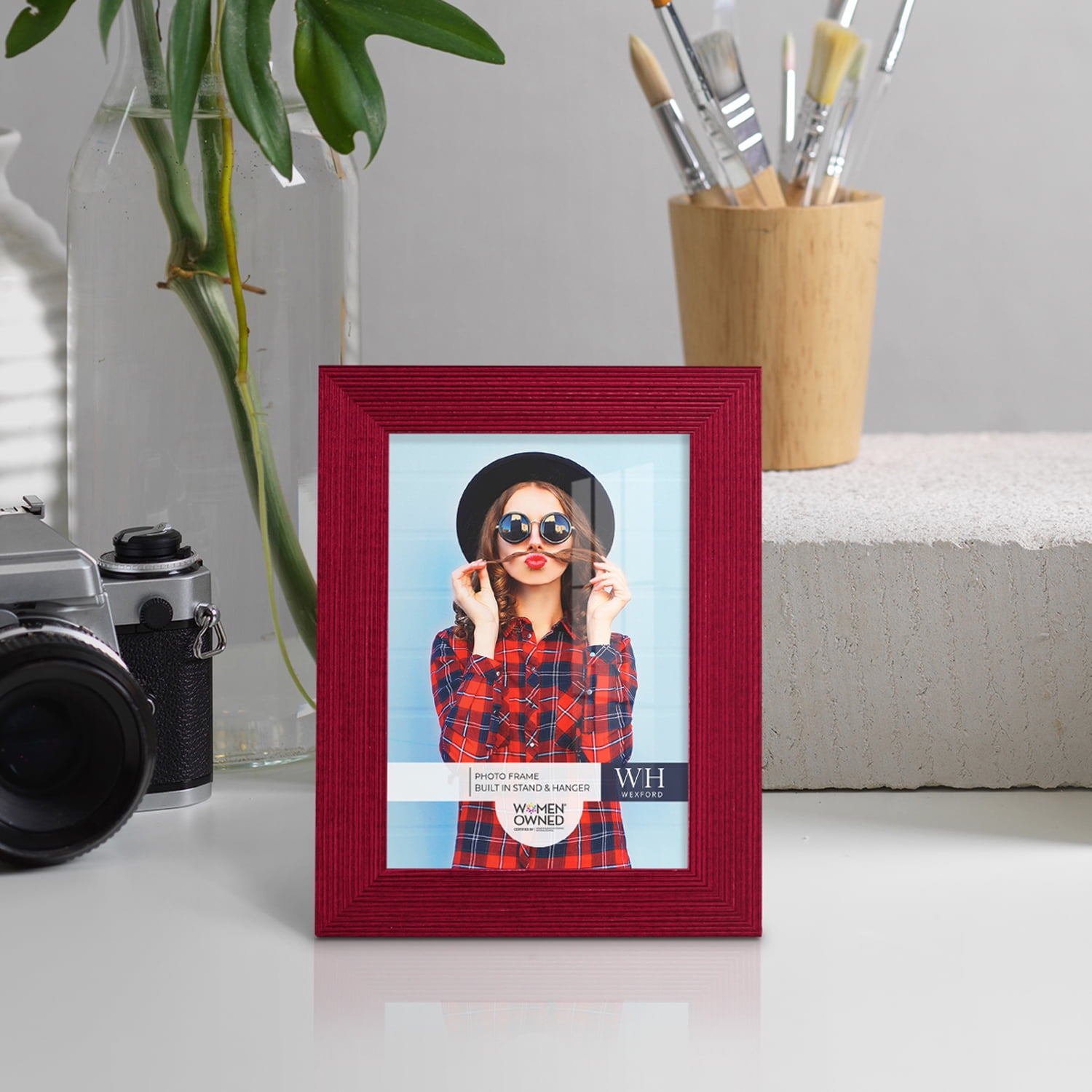 Bold Burgundy Solid Wood Picture Frame, 3.5 x 5