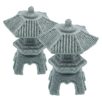 WORGEOUS  2 Pcs Decorative Birds Nests Fish Tank Pagoda Lantern Stone Statue