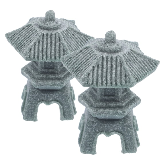 WORGEOUS  2 Pcs Decorative Birds Nests Fish Tank Pagoda Lantern Stone Statue