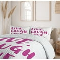 thumbnail image 6 of Ambesonne Live Laugh Love Duvet Cover Sets, Happy Life Message, 2-Queen, Fuchsia White, 6 of 7