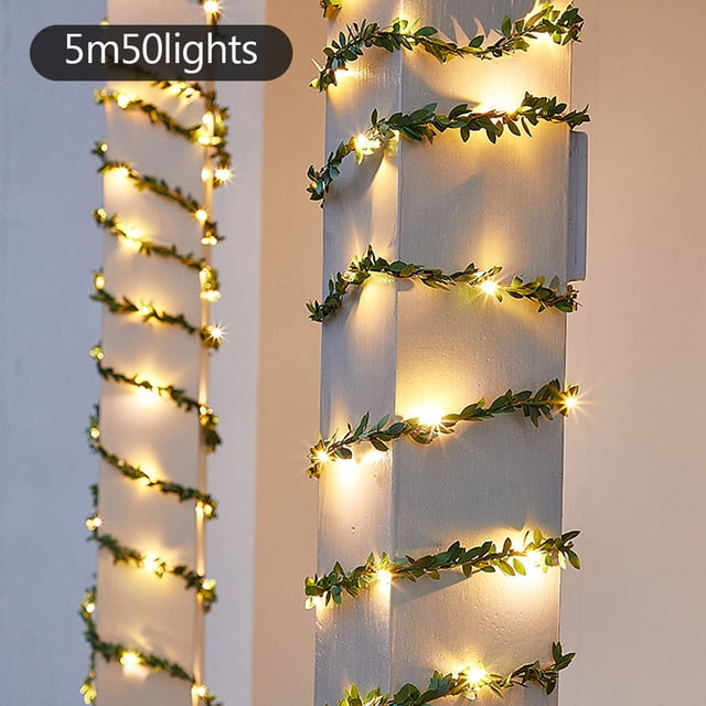 Worallymy Navidad Cadena de luz Tipo de hoja Energía solar Cadena de luz LED Lámpara de decoración ajustable Worallymy JD735802037