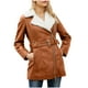 thumbnail image 2 of Chaquetas y abrigos de piel sintética de manga larga sin capucha para mujer, chaqueta cálida de manga larga con bolsillos y cremallera, parkas finas de invierno de piel sintética sin capucha y cinturó, 2 of 8