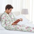 thumbnail image 6 of Naloa Lilies Flowers Men’s Pajamas Set - Long Sleeve Button Down Sleep Shirt and Pajama Bottoms Sleepwear Set-X-Large, 6 of 7