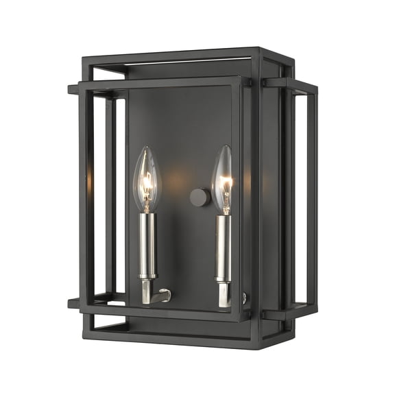 Z-lite Titania 2-Light Wall Sconce, Black and Brushed Nickel