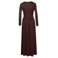 thumbnail image 4 of Cindysus Ladies Dress Long Sleeve Maxi Dresses Crew Neck Holiday Kaftan Coffee 2XL, 4 of 6