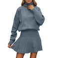 thumbnail image 2 of Letdown Sweater Skirt Sets for Women 2 Piece Outfits Neck Ribbed Knit Sweaters And Mini Skirt Fall Fashion 2025 (Blue,S), 2 of 5