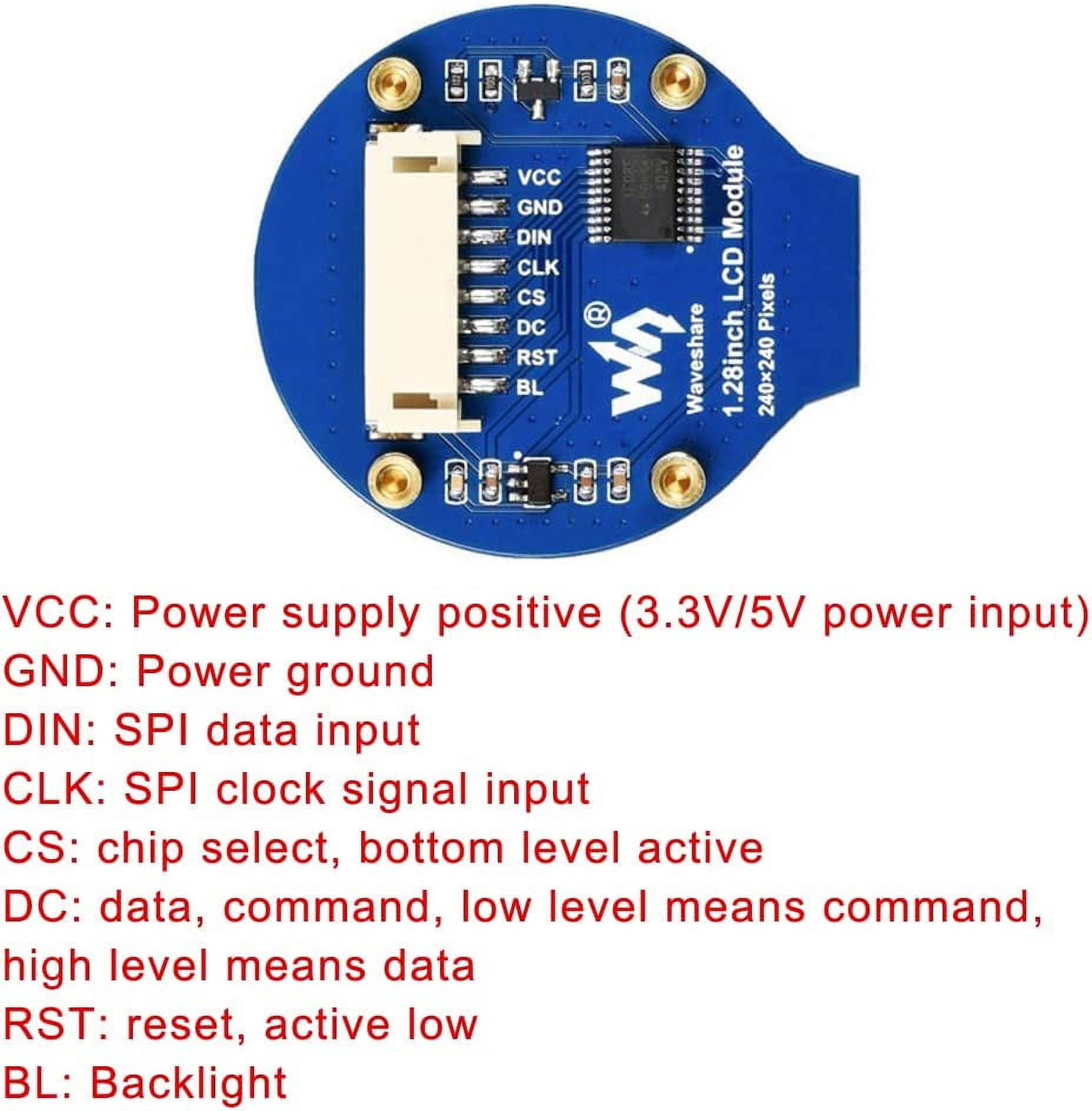 Treedix 1.28 inch Circular Display LCD Screen Module 240×240 Pixels SPI Communication Compatible with Raspberry pi / Arduino and STM32