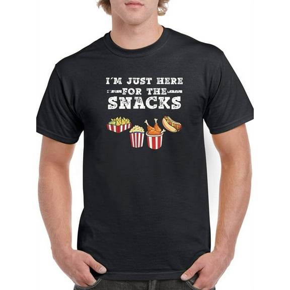 Smartprints Mens Graphic Tee - Just Here For The Snacks - Regular Fit 100% Cotton