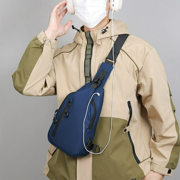 Bolso de pecho de tela, bolso cruzado, bolso deportivo de pecho, bolso cruzado portátil de poliuretano con múltiples bolsillos y almacenamiento.