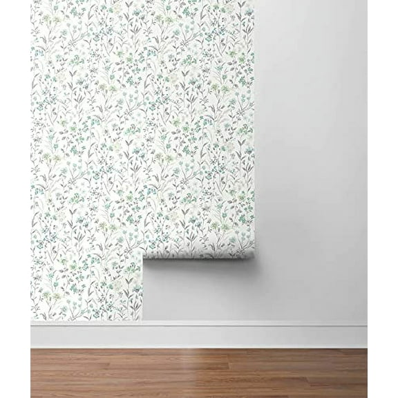 NextWall Wildflowers Peel and Stick Wallpaper (Dew Drop & Spring Green)