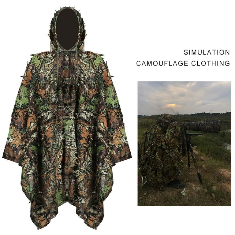 Outdoor Camouflage Clothing Poncho Hooded Drawstring Poncho