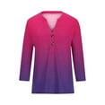 thumbnail image 4 of 2025 New Fashion Plus Size Women's 3/4 Sleeve Solid Color Button Shirt Women's Loose T-shirt Top V-neck Top/Shirt Short Sleeve V-neck Top/Shirt, 4 of 4