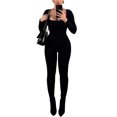 thumbnail image 4 of Elippeo Women Long Sleeve Bodycon Jumpsuits Square Neck Knitted Ribbed Rompers Workout Yoga One-Piece Bodysuit, 4 of 8