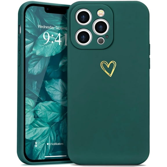 for iPhone 13 Pro Max Case Cute Slim Shockproof Phone Case with Wireless Charging Support and Protection, Green
