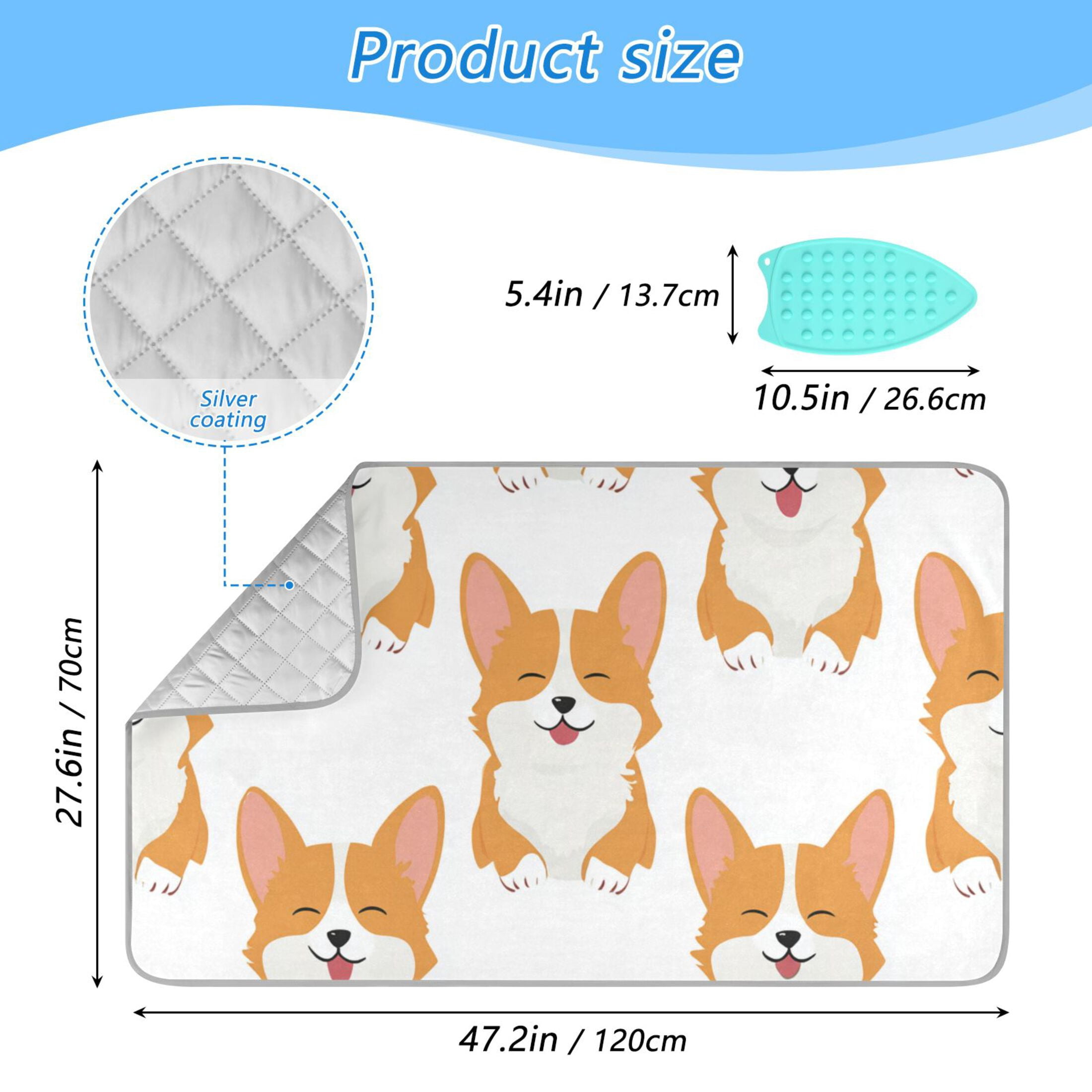Seamless Happy Dogs Cartoon Ironing Mat Blanket Portable Travel Ironing Pad Heat Resistant Pad 47.2" x 27.6”