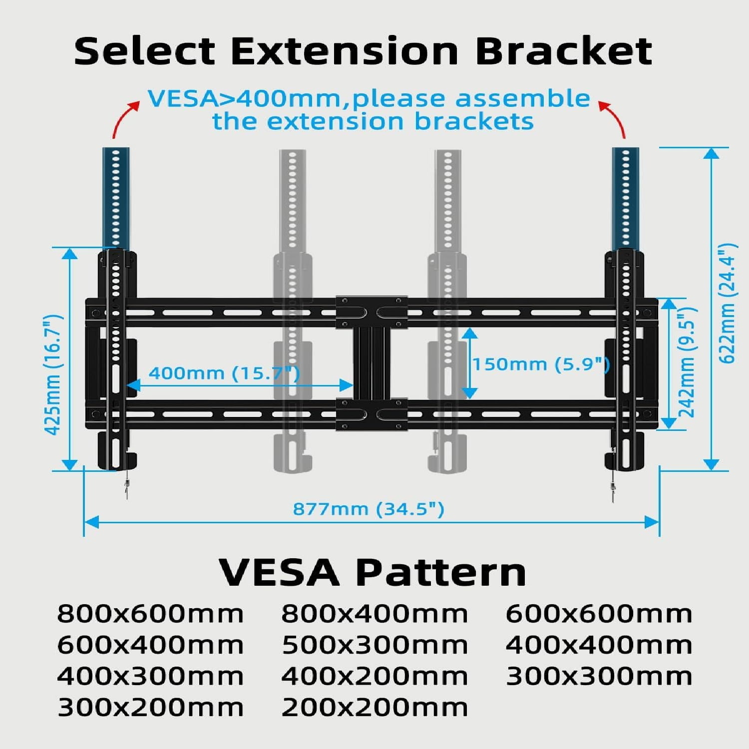 Fixed TV Wall Mount for Most 42"-100" Flat Curved TVs- 0.86'' Ultra Slim, Low Profile TV Mount Fits 8"-32" Studs, Heavy Duty Bracket Mounts for Large TVs, Max VESA 800X600mm, Up to 200lbs